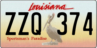 LA license plate ZZQ374