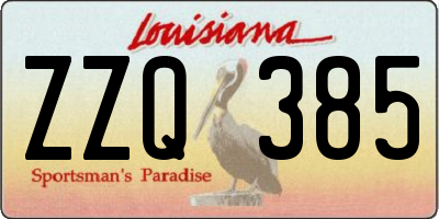 LA license plate ZZQ385