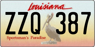 LA license plate ZZQ387