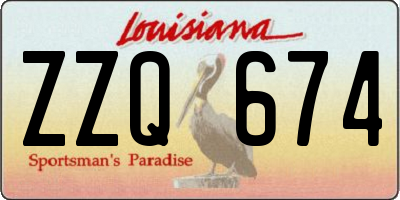 LA license plate ZZQ674
