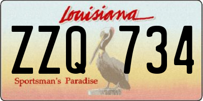 LA license plate ZZQ734