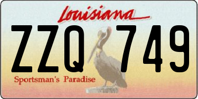 LA license plate ZZQ749
