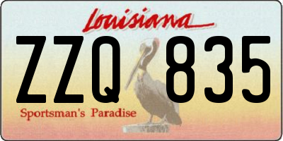 LA license plate ZZQ835