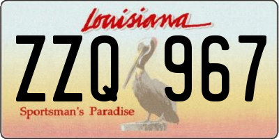 LA license plate ZZQ967