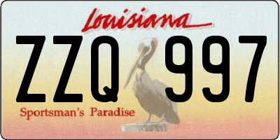 LA license plate ZZQ997