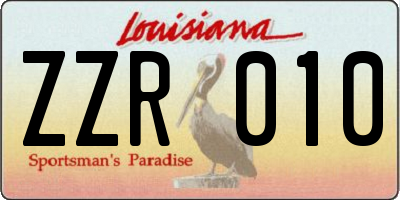 LA license plate ZZR010