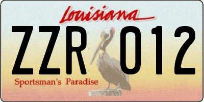 LA license plate ZZR012