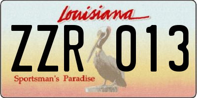 LA license plate ZZR013