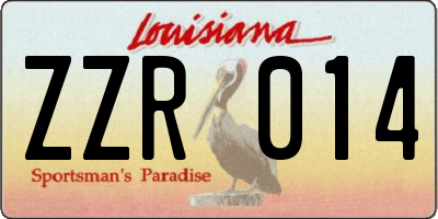 LA license plate ZZR014