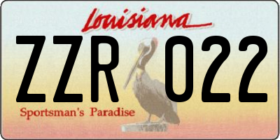 LA license plate ZZR022