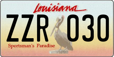 LA license plate ZZR030