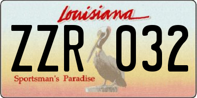 LA license plate ZZR032