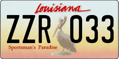 LA license plate ZZR033