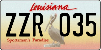 LA license plate ZZR035