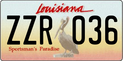 LA license plate ZZR036