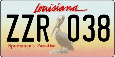 LA license plate ZZR038