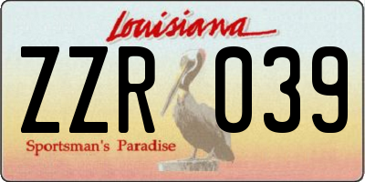 LA license plate ZZR039
