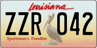 LA license plate ZZR042