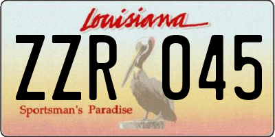 LA license plate ZZR045