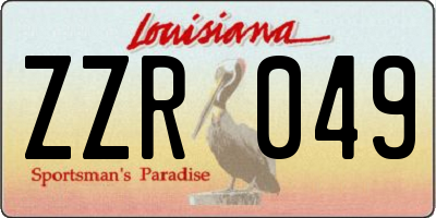 LA license plate ZZR049