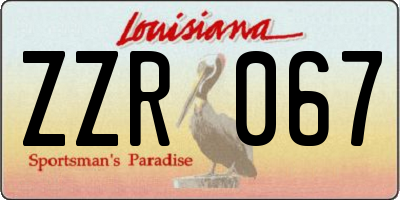 LA license plate ZZR067