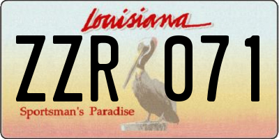 LA license plate ZZR071