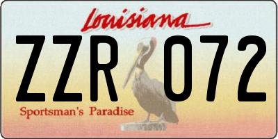 LA license plate ZZR072