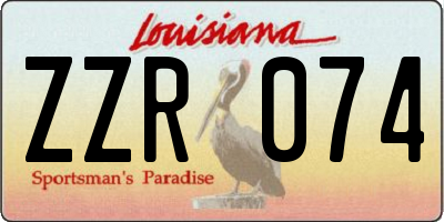 LA license plate ZZR074