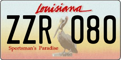 LA license plate ZZR080