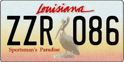 LA license plate ZZR086