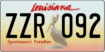 LA license plate ZZR092