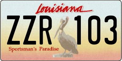 LA license plate ZZR103