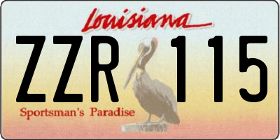 LA license plate ZZR115