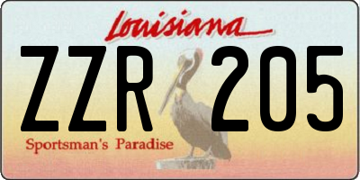 LA license plate ZZR205