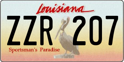 LA license plate ZZR207