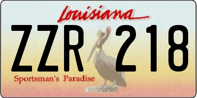 LA license plate ZZR218