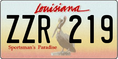 LA license plate ZZR219