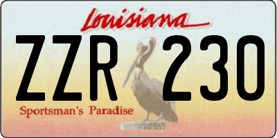 LA license plate ZZR230