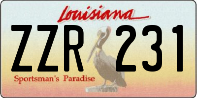 LA license plate ZZR231