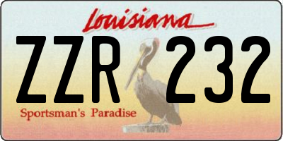 LA license plate ZZR232