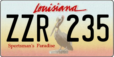 LA license plate ZZR235