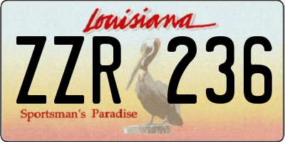 LA license plate ZZR236