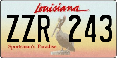 LA license plate ZZR243