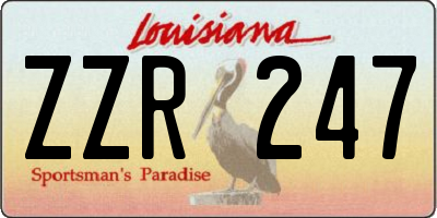 LA license plate ZZR247