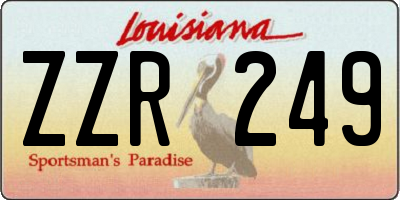 LA license plate ZZR249