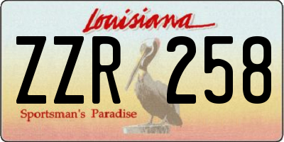 LA license plate ZZR258