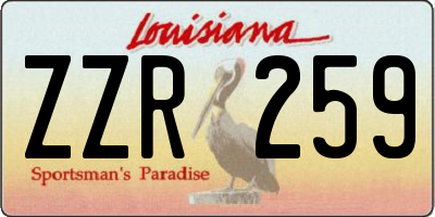 LA license plate ZZR259