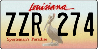 LA license plate ZZR274