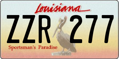 LA license plate ZZR277