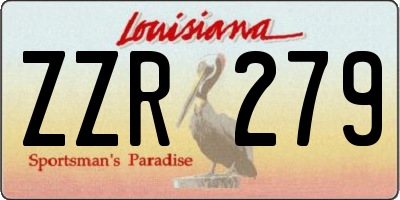 LA license plate ZZR279